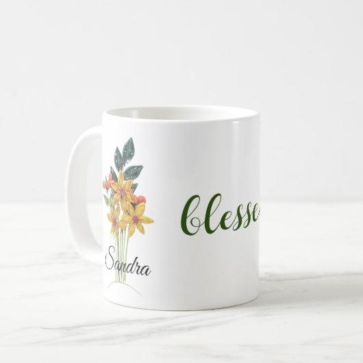 Name, Blume des Herbstes, 11oz gesegnet Kaffeetasse (Vorderseite Links)