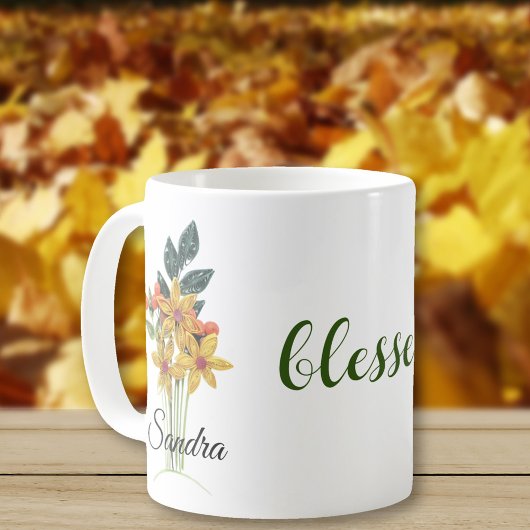 Name, Blume des Herbstes, 11oz gesegnet Kaffeetasse