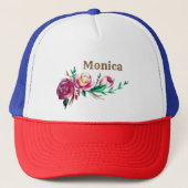 Name, Blume Trucker Hat Truckerkappe (Vorderseite)