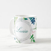 Name-Blumen-Grün-Kaffee-Tasse personifizieren Kaffeetasse (Vorderseite Links)