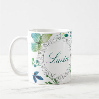 Name-Blumen-Grün-Kaffee-Tasse personifizieren Kaffeetasse