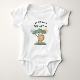 Name Boho Lion Jungle Safari Eins von zwei Zitaten Baby Strampler