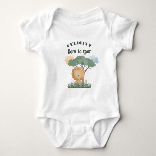 Name Boho Lion Jungle Safari Eins von zwei Zitaten Baby Strampler (Vorderseite)