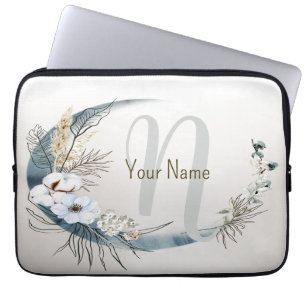 Name Boho White Orchid Blume Blue Moon Laptopschutzhülle