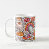 Name BOO hinzufügen! Rainbow Pumpkin Ghost Orange Kaffeetasse (Links)