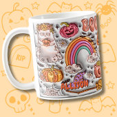 Name BOO hinzufügen! Rainbow Pumpkin Ghost Orange Kaffeetasse