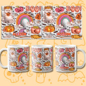 Name BOO hinzufügen! Rainbow Pumpkin Ghost Orange Kaffeetasse