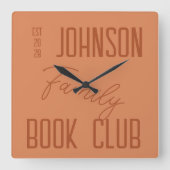 Name Book Club Quadratische Wanduhr (Vorderseite)