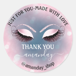 Name Boutique eyelashes Shop Pink Navy Runder Aufkleber