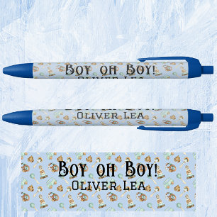 Name, Boy oh Boy, Baby Dusche Favoriten Schwarzer  Kugelschreiber