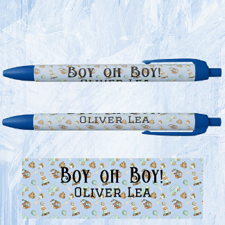 Name, Boy oh Boy, Baby Dusche Favoriten Schwarzer Kugelschreiber
