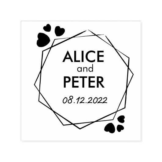 Name, Braut und Geburtsname Permastempel (Design)