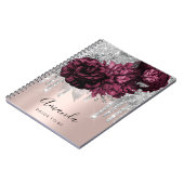 Name Brautparty Marsala Tropfens Floral Peony Notizblock (Linke Seite)