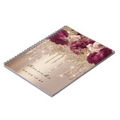 Name Brautparty Marsala Tropfens Rose Florals Notizblock (Linke Seite)