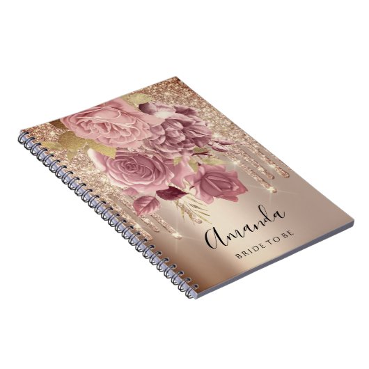 Name Brautparty Tropfen Rosen Rose Notizblock (Rechte Seite)