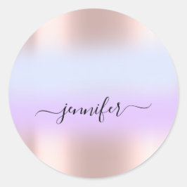 Name Bridal OMBRE. Danke Lila Blue Rose Runder Aufkleber