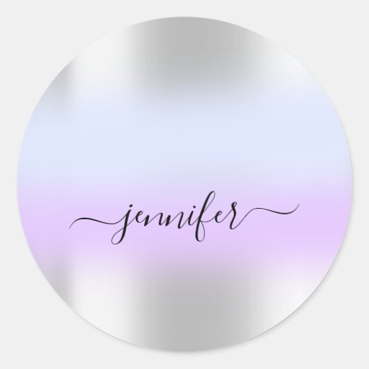 Name Bridal OMBRE. Danke Lila Blue Silver Runder Aufkleber (Vorderseite)