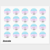 Name Bridal OMBRE Minimalismus Pink Blue Silver Runder Aufkleber (Blatt)