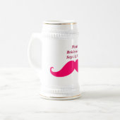Name Bridesmaid Datum Pink Mustache Bierglas (Vorderseite Links)