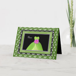 NAME - Bridesmaid Invite LIME GREEN Gown Einladung