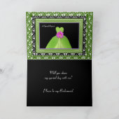 NAME - Bridesmaid Invite LIME GREEN Gown Einladung (Innenseite)