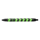 Name Bright Green Zig Zag auf schwarz Kugelschreiber (Vorderseite)