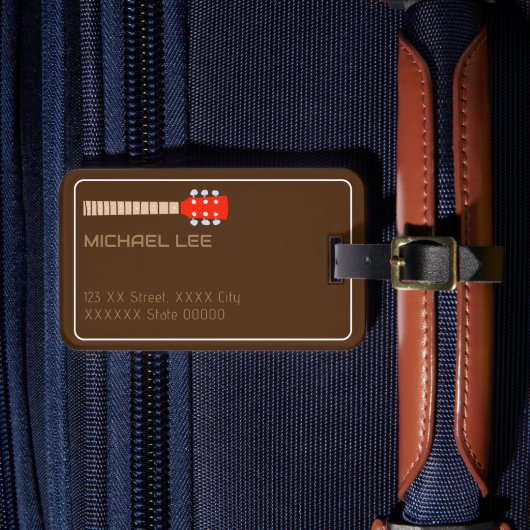 Name Brown des Gitarren-Players oder des Musikspei Gepäckanhänger (Vorderseite Insitu 4)