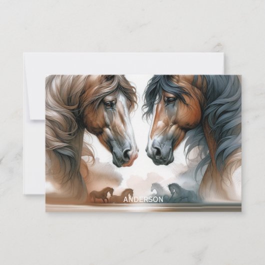 Name Brown Schöne Pferde Mitteilungskarte (Vorderseite)