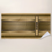 Name Brown Tan Beige Metallic Textur hinzufügen Strandtuch (Vorderseite)