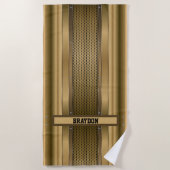 Name Brown Tan Beige Metallic Textur hinzufügen Strandtuch (Vorderseite)