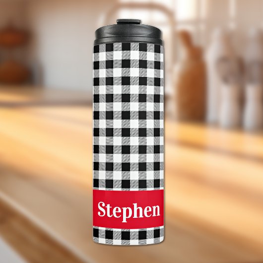 Name Buffalo Check Red Accent 12oz Thermal Tumbler Thermosbecher