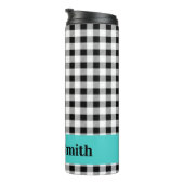 Name, Büffel-Karo Türkis 12oz Thermobecher Thermosbecher (Nach rechts gedreht)