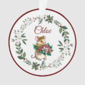 Name Burgundy Niedlich Mouse Weihnachtsbaum Ornament (Vorderseite)