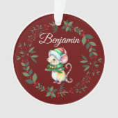 Name Burgundy Niedlich Mouse Weihnachtsbaum Ornament (Vorderseite)
