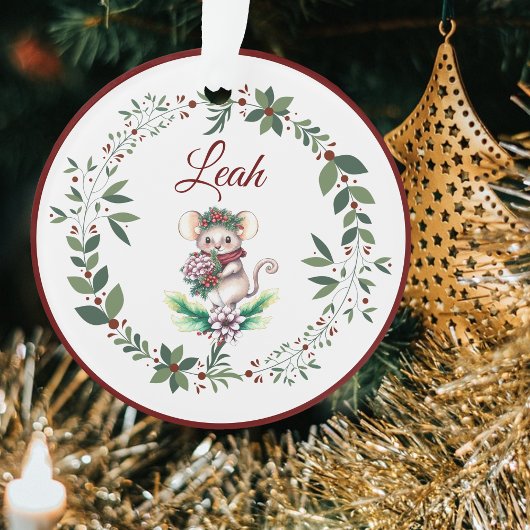 Name Burgundy Niedlich Mouse Weihnachtsbaum Ornament