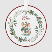 Name Burgundy Niedlich Mouse Weihnachtsbaum Ornament (Vorderseite)