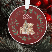 Name Burgundy Niedlich Teddy Weihnachtsbaum Ornament