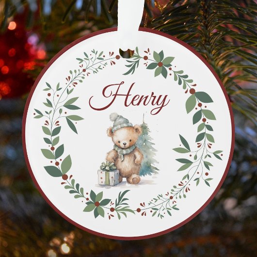 Name Burgundy Niedlich Teddy Weihnachtsbaum Ornament