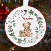 Name Burgundy Niedlich Teddy Weihnachtsbaum Ornament