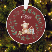 Name Burgundy Niedlich Teddy Weihnachtsbaum Ornament