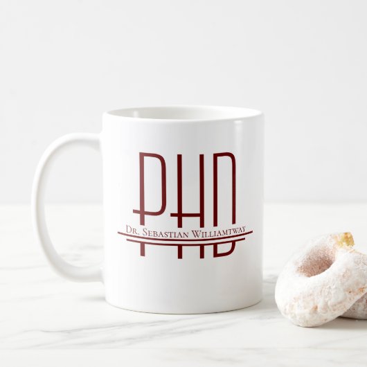 Name Burgundy PhD Kaffeezubereitung Tasse (Mit Donut)