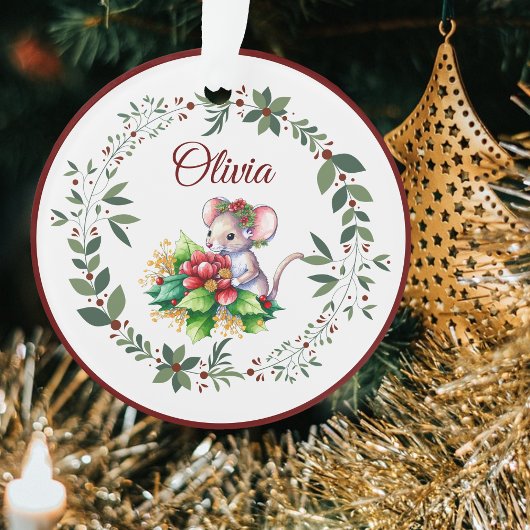 Name Burgundy Sweet Mouse Weihnachtsbaum Ornament