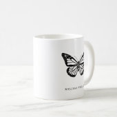 Name Butterfly Black and White Kaffeetasse (VorderseiteRechts)