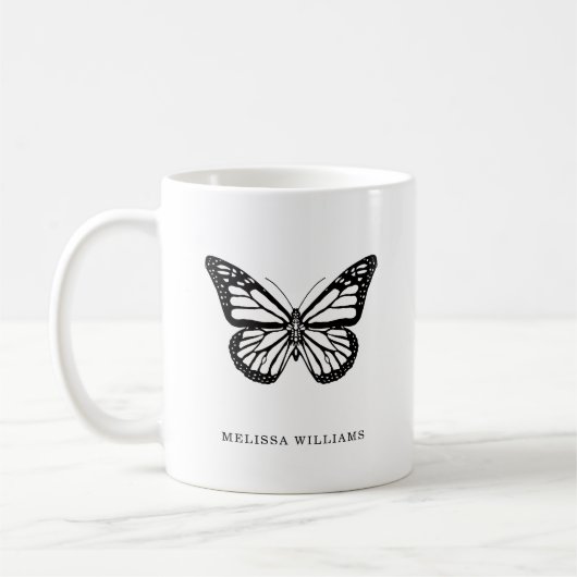 Name Butterfly Black and White Kaffeetasse (Links)