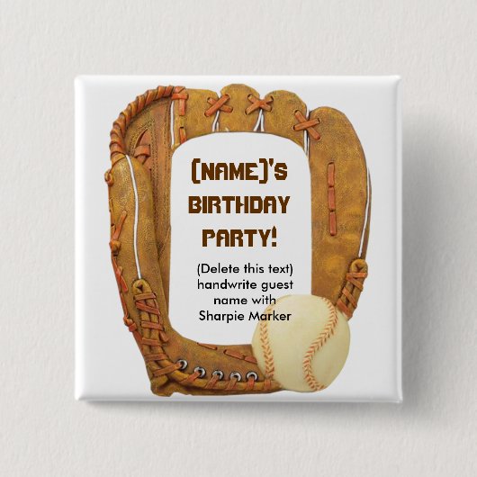 Name Button Favoriten für Baseball Party Geburtsta (Vorderseite)