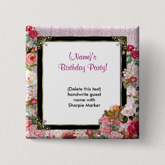 Name Button Favoriten für Party oder Pensionierung (Vorderseite)