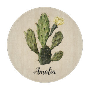 Name Cactus Blume Vintag Glass Cutting Board Schneidebrett