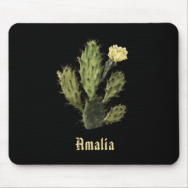 Name Cactus Blume Vintag Zeichnend Schwarze Mousep Mousepad