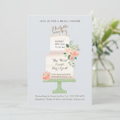 Name Cake Topper Wasserfarbe Brautparty Einladung (Stehend Vorderseite)