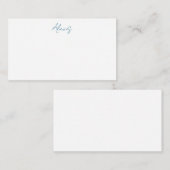 Name Calligraphy Script Plain Simple White Blue Begleitkarte (Vorne/Hinten)